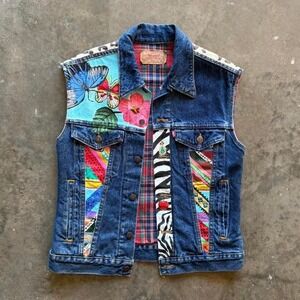 Vintage 1980 Levi's Denim Vest with Custom Paint Artwork